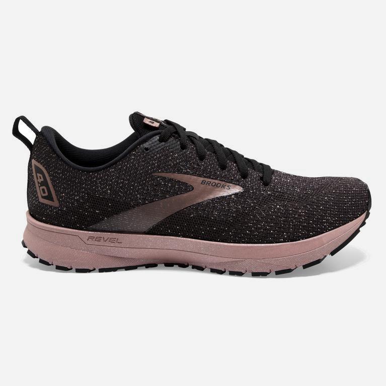 Brooks Revel 4 Australia - Women's Road Running Shoes - Black/Ebony/grey Charcoal/Rose Gold (861054-